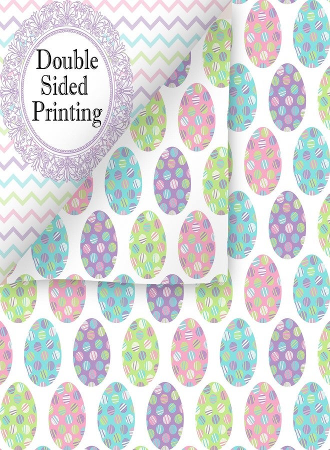 Fabllewavi 24 Sheets Pastel Easter Scrapbook Paper, Rainbow Bunny Eggs and Flowers Patterns Decorative Craft Paper Folded Flat for Easter Card Making Spring Party Photo Album Decor, 12'' x 12'' - Image 5