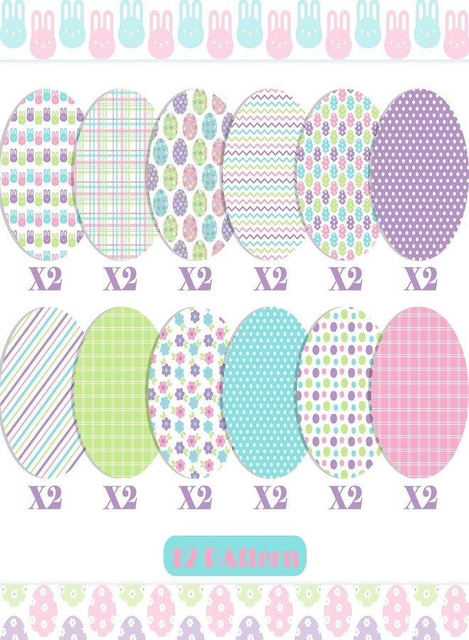 Fabllewavi 24 Sheets Pastel Easter Scrapbook Paper, Rainbow Bunny Eggs and Flowers Patterns Decorative Craft Paper Folded Flat for Easter Card Making Spring Party Photo Album Decor, 12'' x 12'' - Image 3