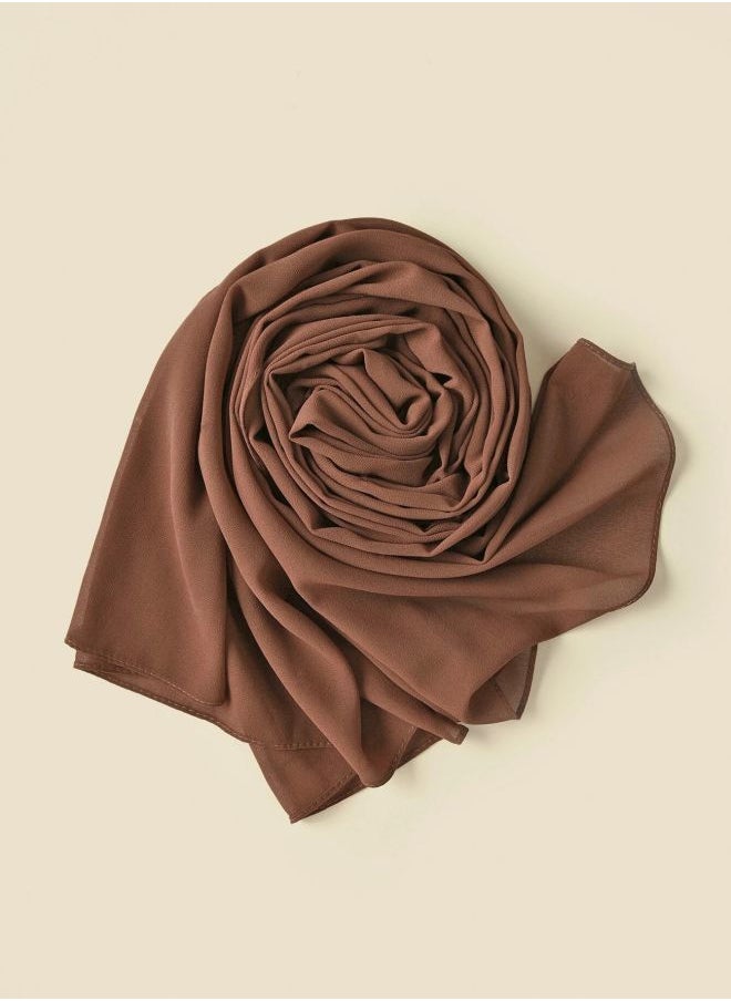 Fatah - Long Scarf Chiffon Crepe Solid - Brown color - Image 1