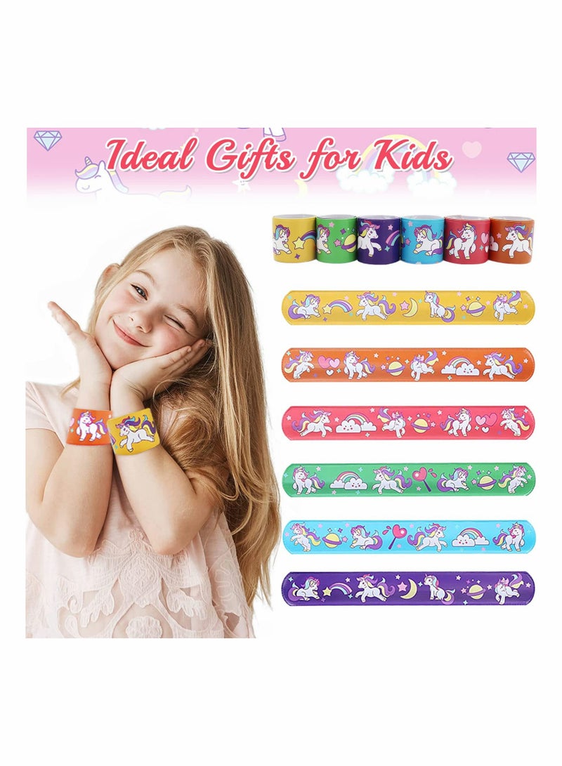 30 Pcs Slap Bracelet for Kids Party Bag Fillers, Unicorn Wristbands Fun Boys and Girls Snap Bands Bulk Vinyl Rolls