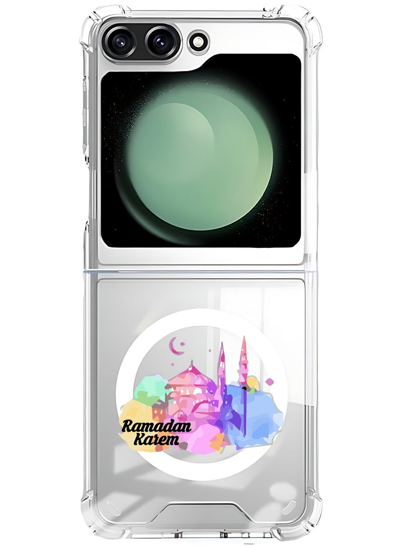 Theodor Magnetic Case for Samsung Galaxy Z Flip 5 Compatible with MagSafe Wireless Charging, Shockproof Phone Bumper Cover Ramadan Kareem - Image 1