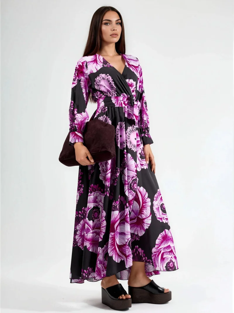 Jennyfer Floral Tie Detail Midi Dress
