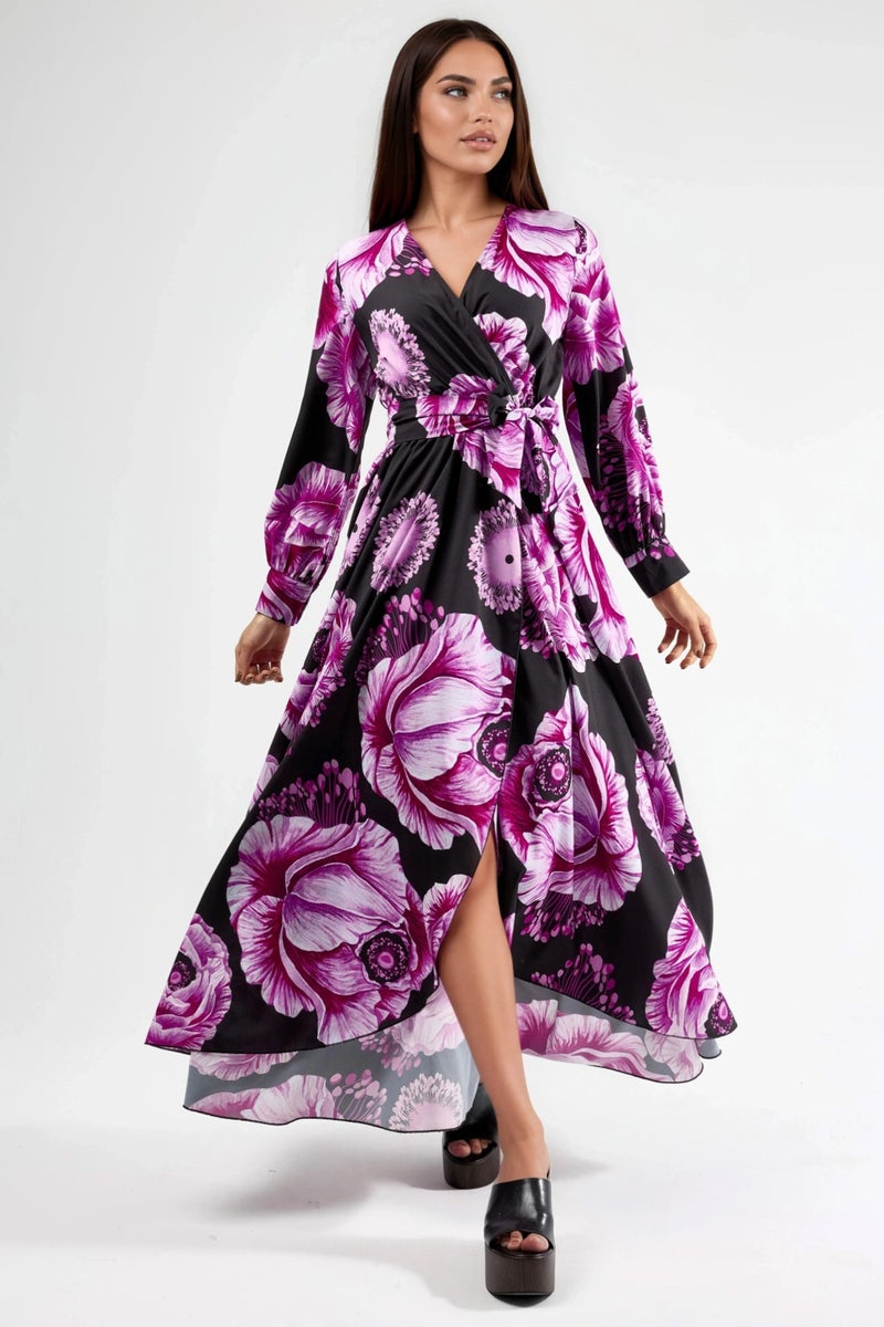 Jennyfer Floral Tie Detail Midi Dress - Image 1