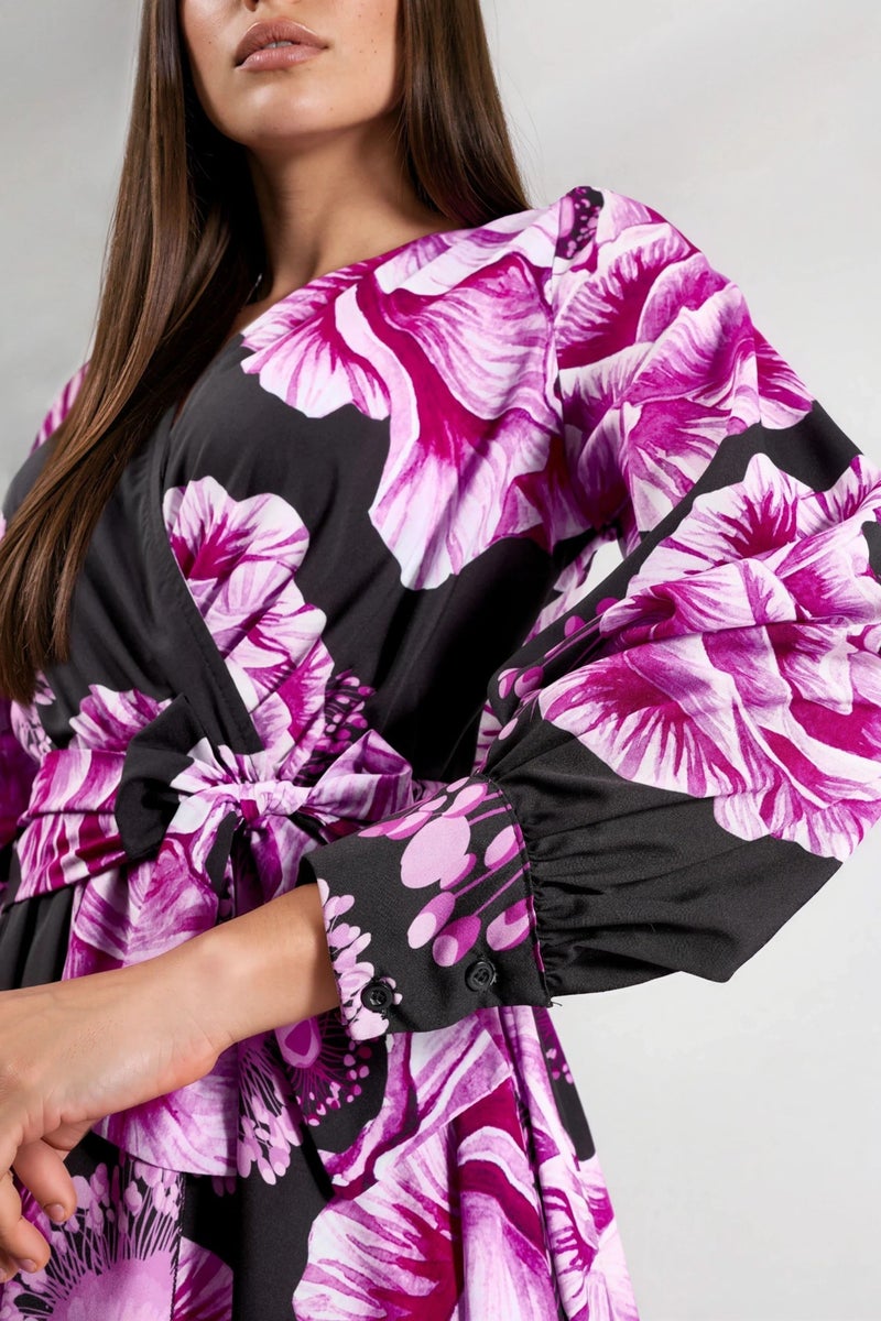 Jennyfer Floral Tie Detail Midi Dress - Image 5