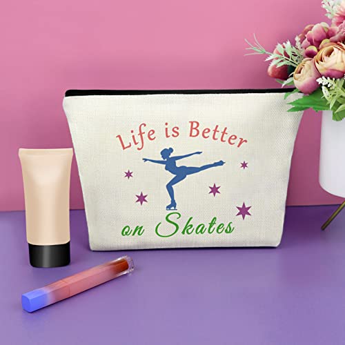 Sazuwu Ice Skater Makeup Bag Figure Skating Team Gift for Women Graduation Birthday Christmas Gifts for Skate Lovers Cosmetic Travel Pouch - Image 2