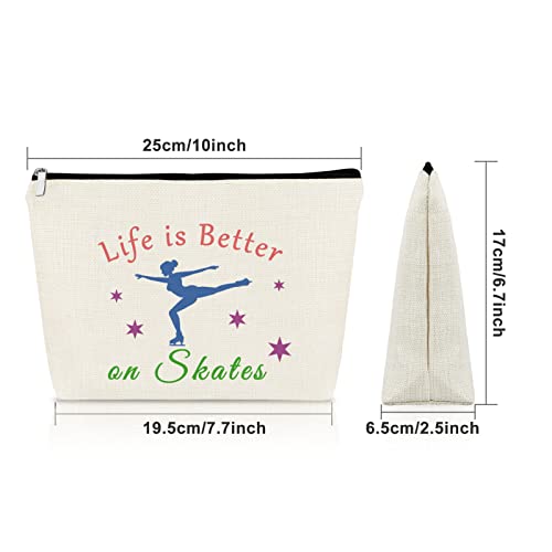 Sazuwu Ice Skater Makeup Bag Figure Skating Team Gift for Women Graduation Birthday Christmas Gifts for Skate Lovers Cosmetic Travel Pouch - Image 4