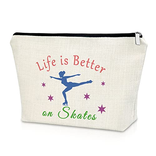 Sazuwu Ice Skater Makeup Bag Figure Skating Team Gift for Women Graduation Birthday Christmas Gifts for Skate Lovers Cosmetic Travel Pouch - Image 1