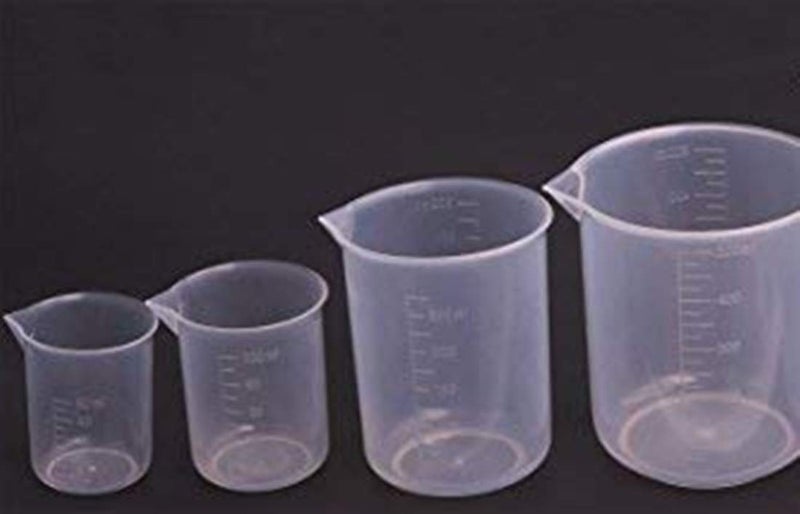 WKM (4pcs) 50ml 100ml,250ml,500ml Plastic Science Beaker Set Measuring Cup(Transparent) - Image 1
