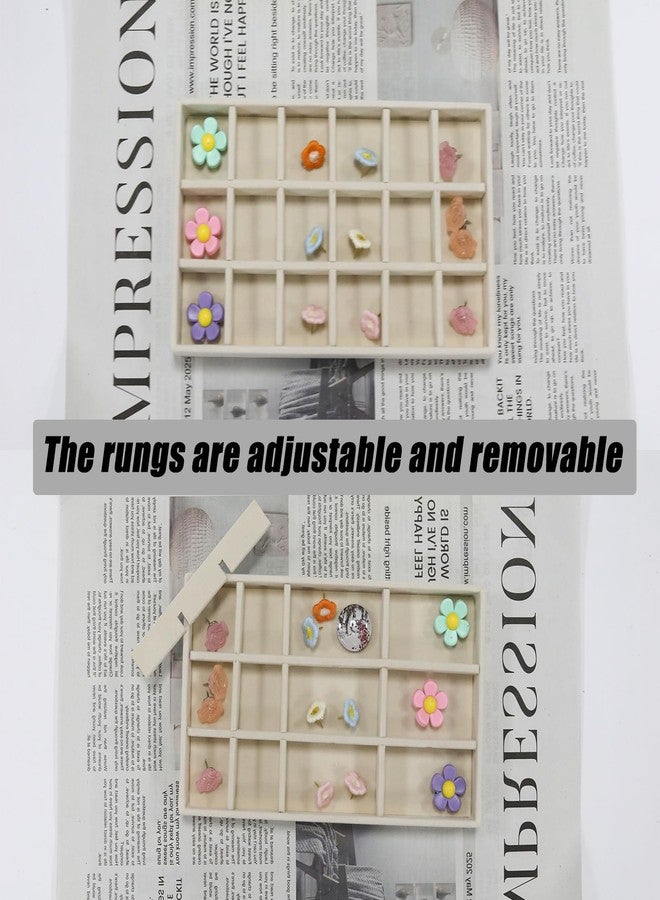 Funstreet Velvet Jewelry Organizer Trays Beige Stackable Jewelry Storage Display Tray with Removable Dividers, 18 Grids - Image 4