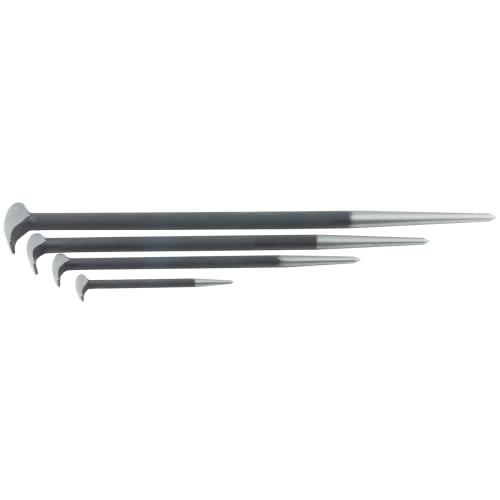K-Tool International K Tool International 71600 4 Piece Pry Bar Set for Garages, Repair Shops, and DIY, Lady Slipper Style, Heavy Duty Heat Treated Steel, Rolling Head, Organizing Case, Includes Sizes 6", 12", 16", 20" - Image 1