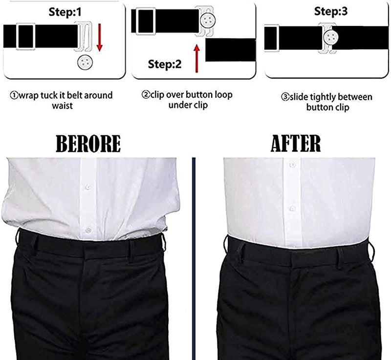 ANEMONE Advanced Tucker Shirt Stay Tuck in Adjustable Belt For Men And Women | Formal, Garter Elastic Strecheable Belt (Black) - Image 5