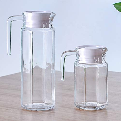 FIMBRIA 1100 ml Set of 2 pcs2Glass jug Pitcher with lid iced Tea Pitcher Water jug hot Cold Water ice Tea Milk and Juice Beverage Carafes 11 LTR - Image 3
