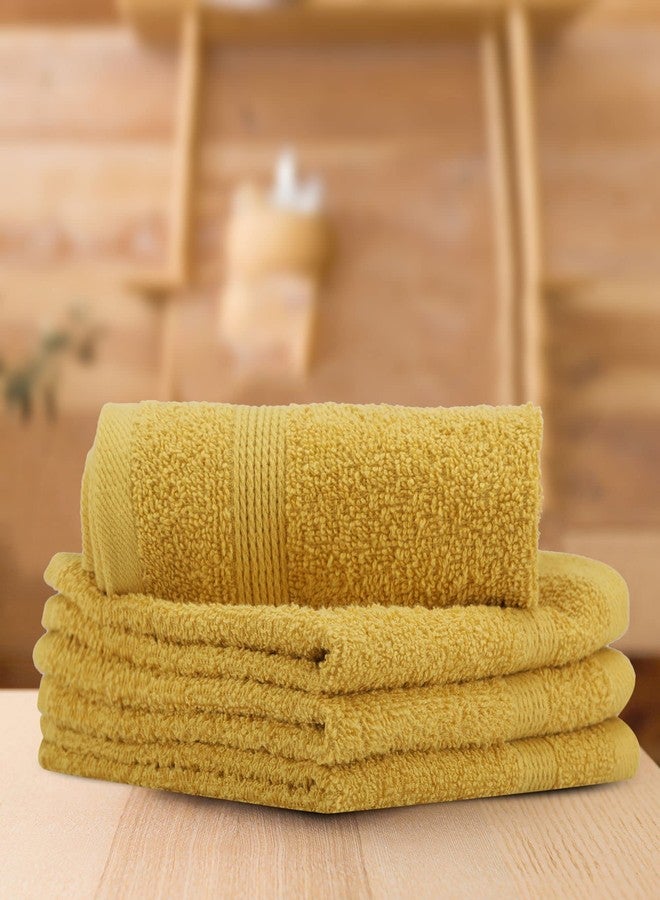 LUSH & BEYOND Face Towel Set of 4, 100% Cotton Towel for Men & Women 500 GSM Towel(Size 12X12 inches) (Mustard) - Image 1