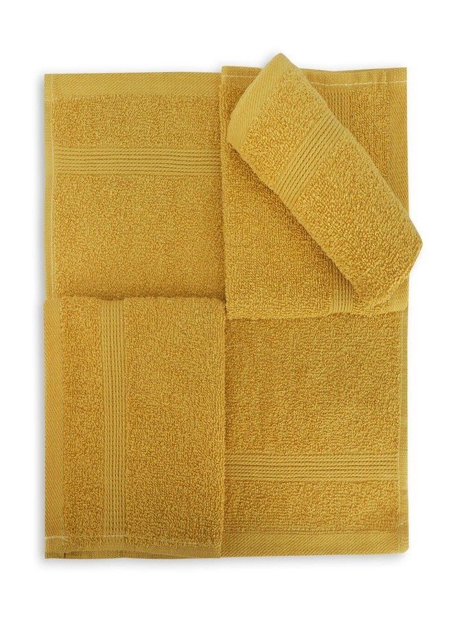LUSH & BEYOND Face Towel Set of 4, 100% Cotton Towel for Men & Women 500 GSM Towel(Size 12X12 inches) (Mustard) - Image 4