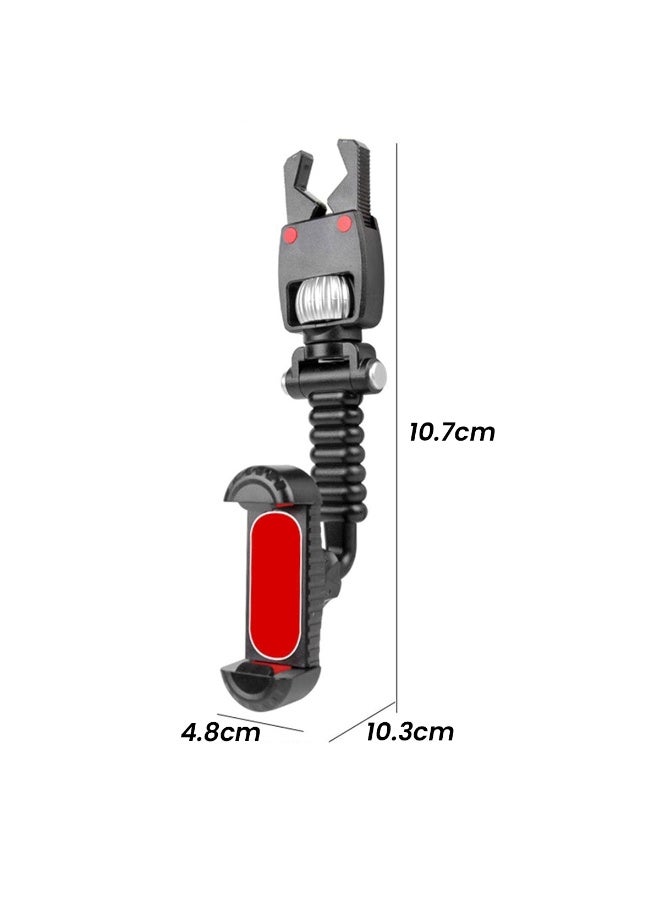 Rearview Mirror Car Phone Holder – 360° Rotation, Adjustable Clamp 65–90mm, One-Click Mount, Universal for Smartphones, Dashboard & Backseat Use, Easy Installation, Shockproof Grip, Hands-Free Driving CJ-201 - Image 2