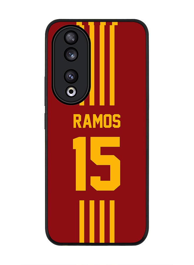 Stylizedd Rugged Black edge case for Honor 90 5G, Slim fit Case Flexible Rubber Edges Anti Drop TPU Gel Thin Cover - Football Team - Spain , Player Name - Ramos - Image 1