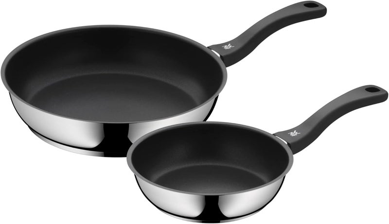 WMF Devil 2-Piece Frying Pan Set 28 cm + 20 cm Induction Frying Pan Cromargan Stainless Steel Coated Plastic Handle - Image 1