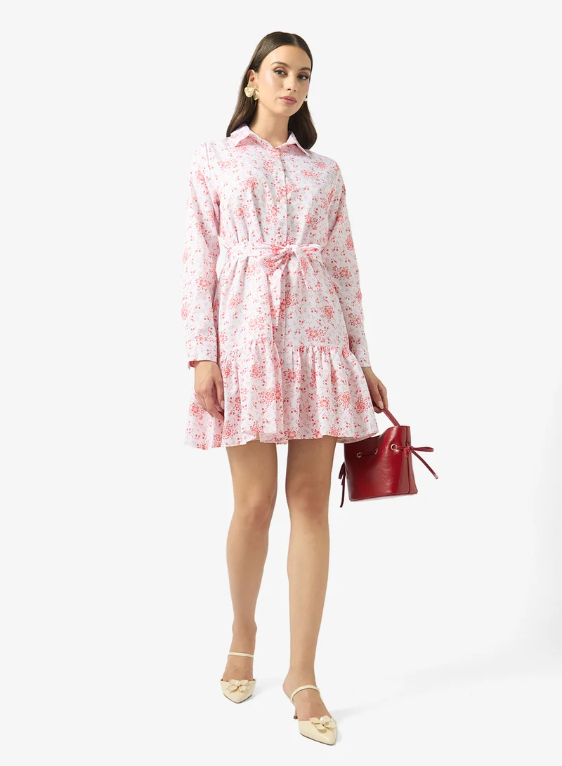 Fyor  Floral Tie-Waist Shirt Dress for Women | Best Price UAE