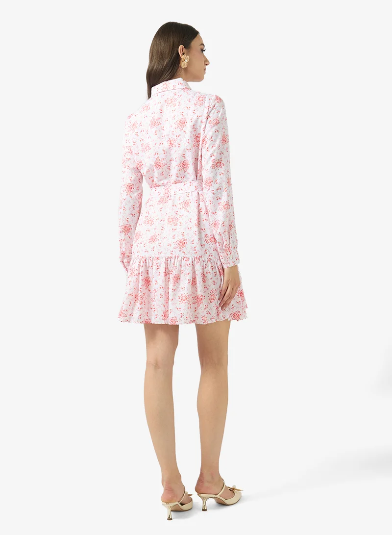 FYOR Floral Tie-Waist Shirt Dress