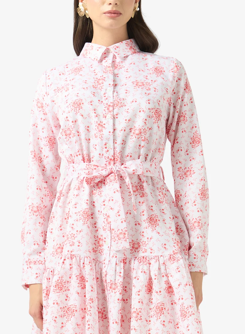 Fyor  Floral Tie-Waist Shirt Dress for Women | Best Price UAE