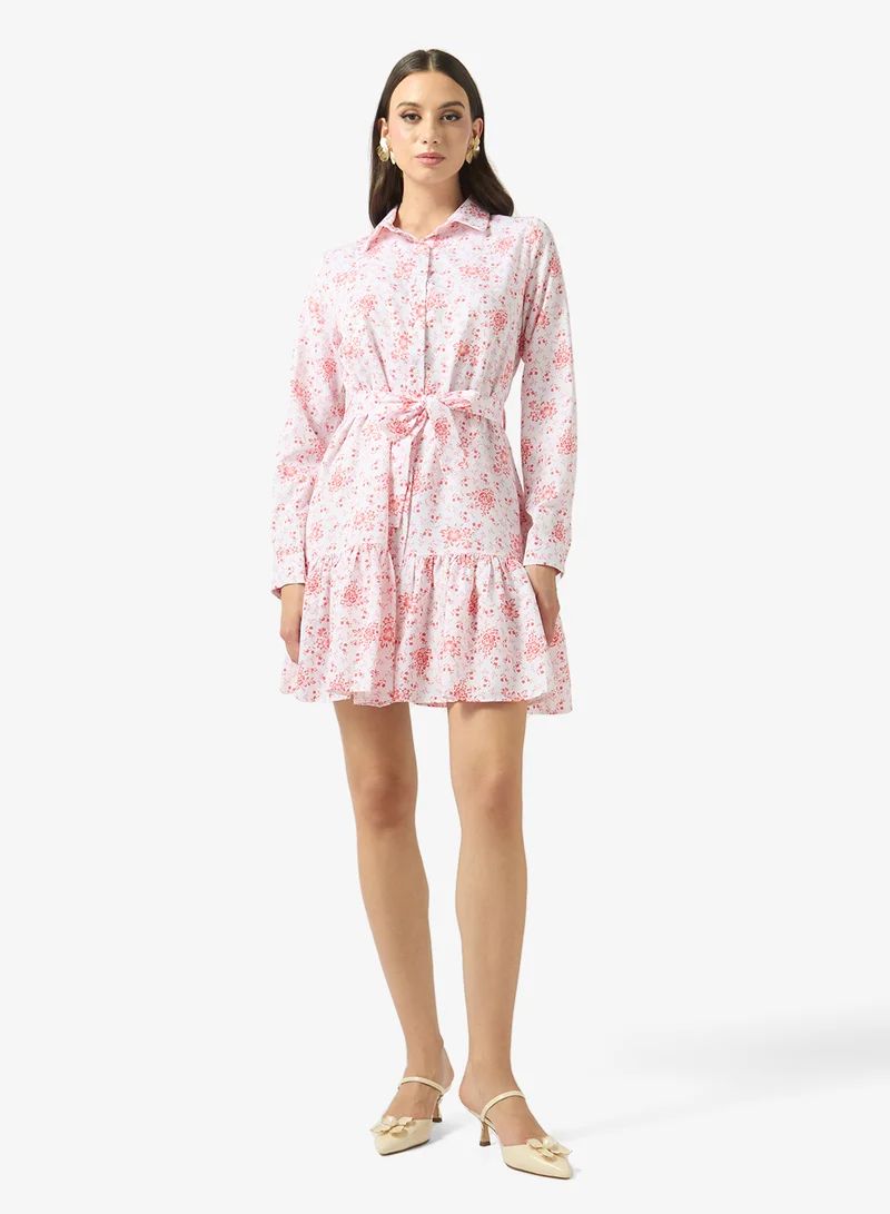 FYOR Floral Tie-Waist Shirt Dress