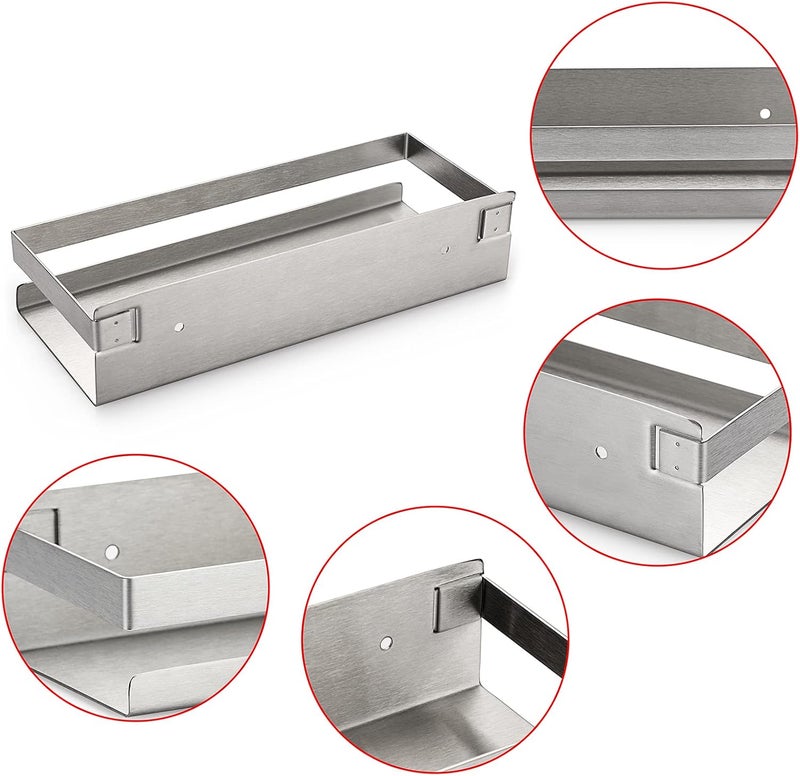 OwnMy 10 Inch Bathroom Shower Shelf Stainless Steel Bath Kitchen Basket Shower Caddy Rack, Rust Proof Metal Bathroom Storage Floating Shelves Wall Mounted Shower Corner Rectangular Shelf (Silver) - Image 4
