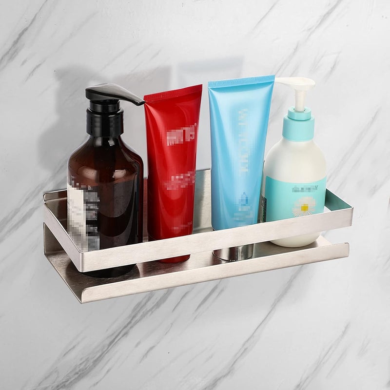 OwnMy 10 Inch Bathroom Shower Shelf Stainless Steel Bath Kitchen Basket Shower Caddy Rack, Rust Proof Metal Bathroom Storage Floating Shelves Wall Mounted Shower Corner Rectangular Shelf (Silver) - Image 2