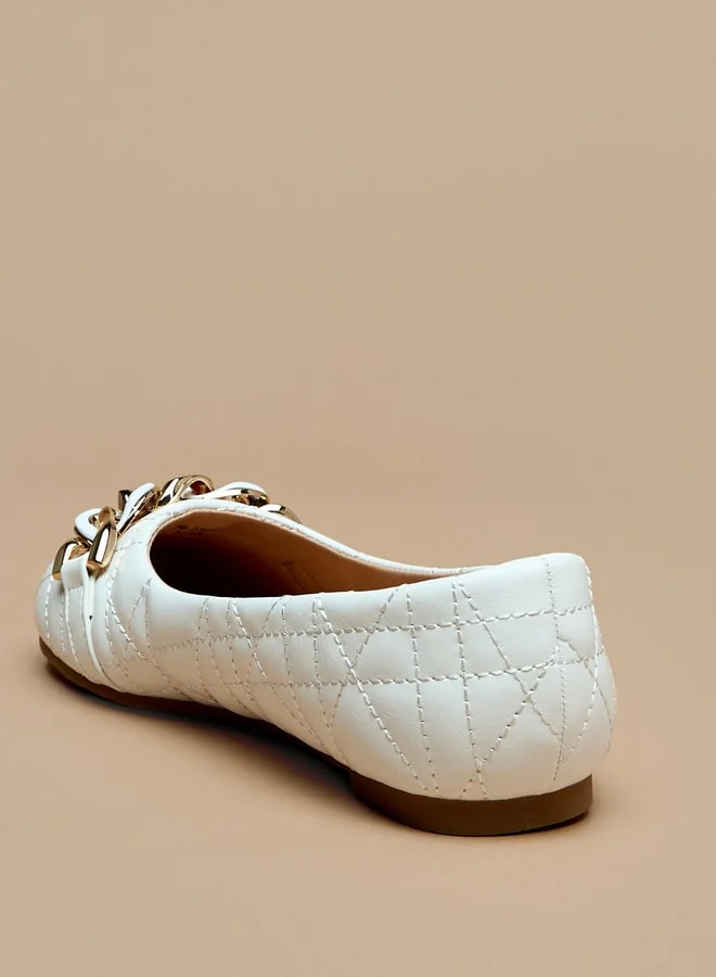 ميسي Girls Chainlink Accented Slip-On Ballerina Shoes
