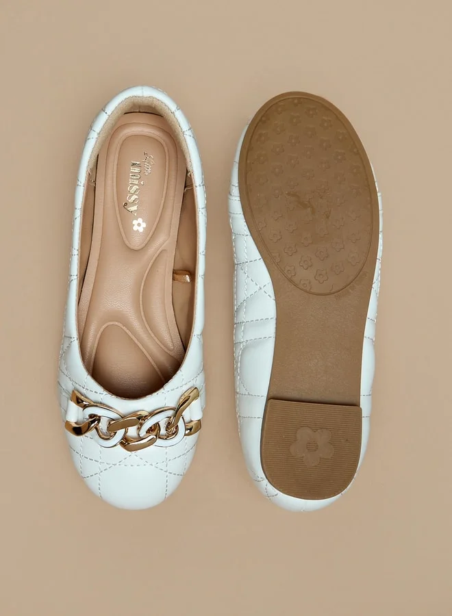 ميسي Girls Chainlink Accented Slip-On Ballerina Shoes