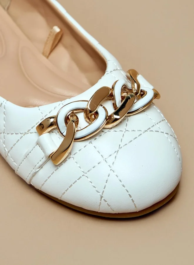 ميسي Girls Chainlink Accented Slip-On Ballerina Shoes