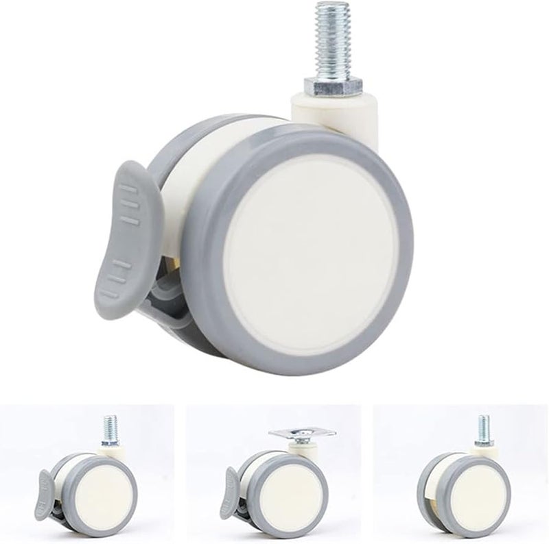 عجلات PU بيضاء M10x20 برغي لعربات الأثاث وعربات الأطفال 2.5 بوصة 1 قطعة - Image 2