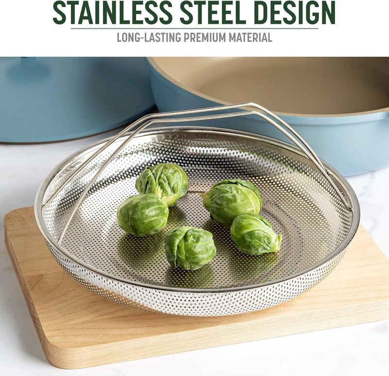 DREWIT STAR AllInOne Pan Steamer Basket Premium Stainless Steel Construction Dishwasher Safe Perfect for Steaming Vegetables Full Handle for Easy Use - Image 5