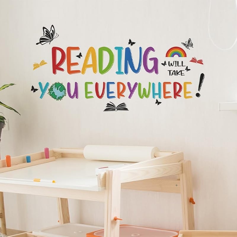 iMagitek Reading Corner Wall Stickers Reading Will Take You Everywhere Inspirational Quote Wall Decals Inspirational Educational Quote Wall Decorations for Classroom Reading Room Study Room Library