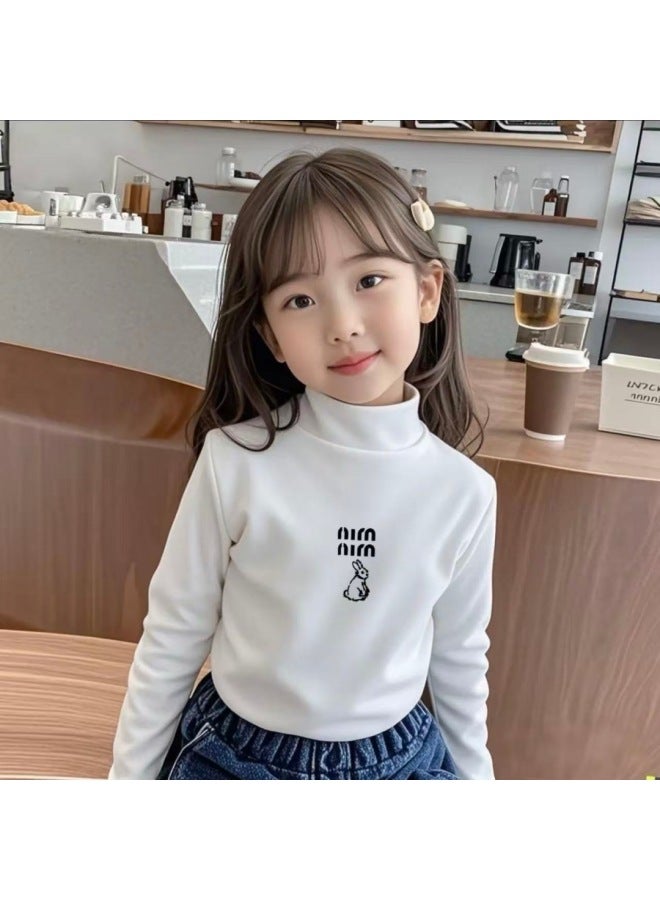 Girl's Velvet Base Layer Long Sleeve T-shirt Baby Autumn Winter Children's Top Warm Girl Stylish Clothes Versatile