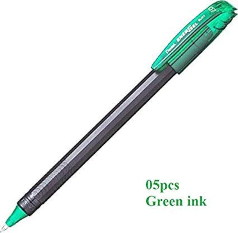 Pentel Energel BL417 Roller Gel Pen | Quick Drying & Smudge-Proof Ink | 0.7mm Smooth Metal Tip | Set Of 5 Pens, Green Ink - Image 5