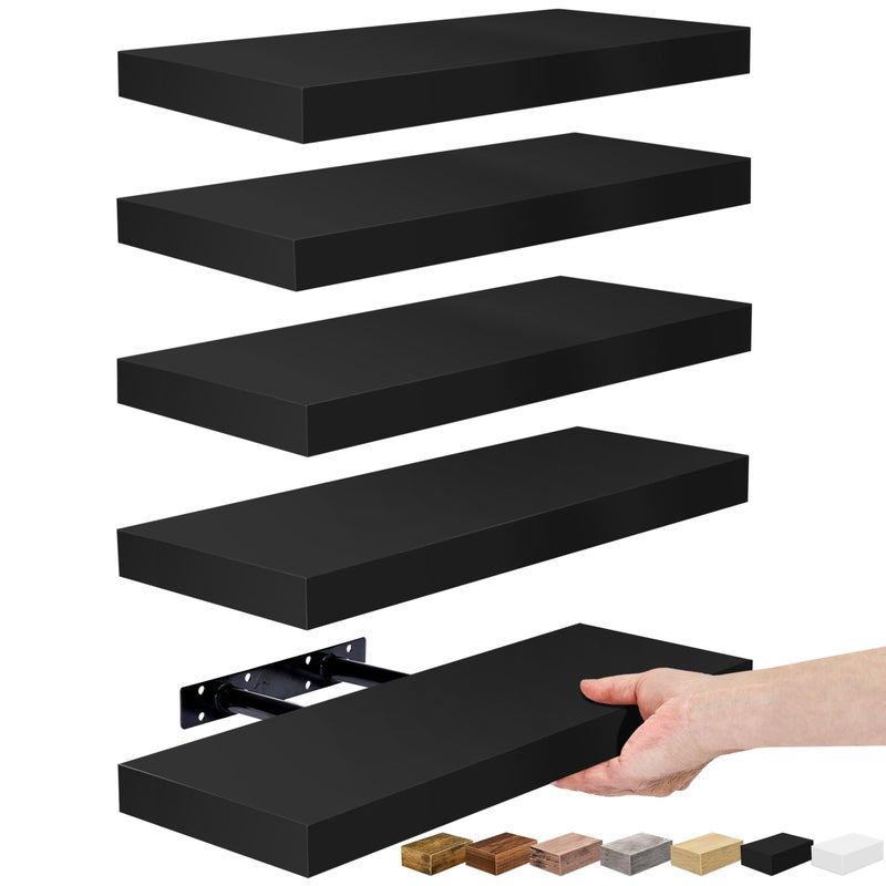 Sorbus Floating Shelves for Wall, Bathroom Shelves Wall Mounted for Kitchen, Bedroom, Living Room, Bathroom Storage, Over Toilet, Hanging Book Shelf for ï¼·all Home Decor (Black, 5 Pack) - Image 1