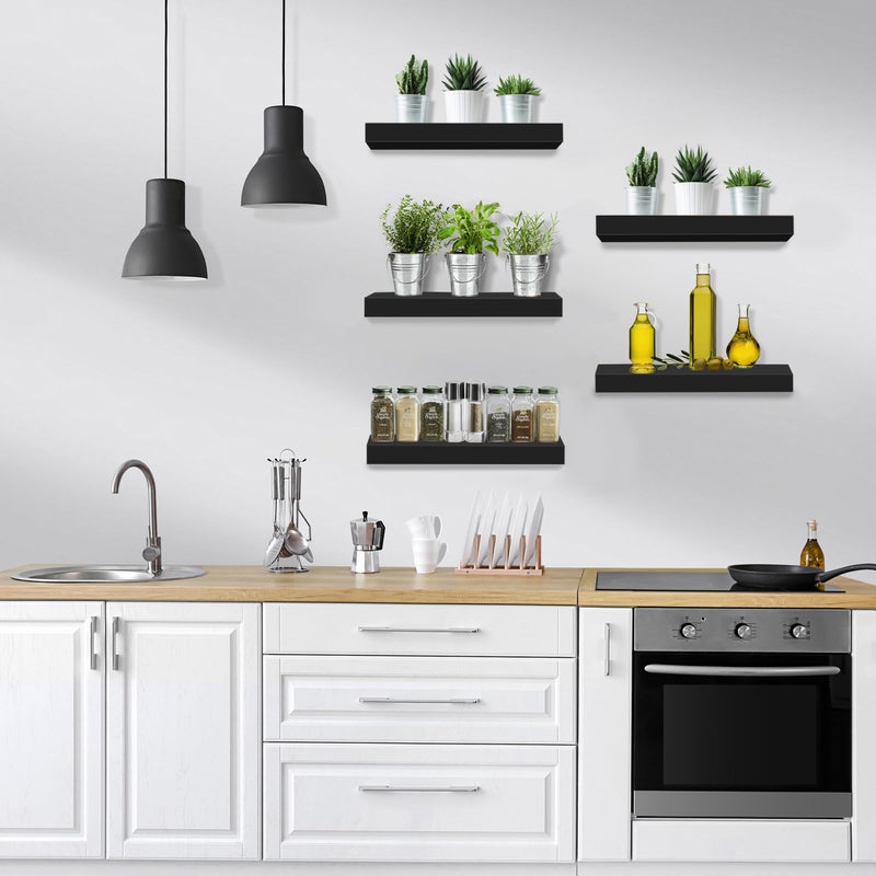 Sorbus Floating Shelves for Wall, Bathroom Shelves Wall Mounted for Kitchen, Bedroom, Living Room, Bathroom Storage, Over Toilet, Hanging Book Shelf for ï¼·all Home Decor (Black, 5 Pack) - Image 5