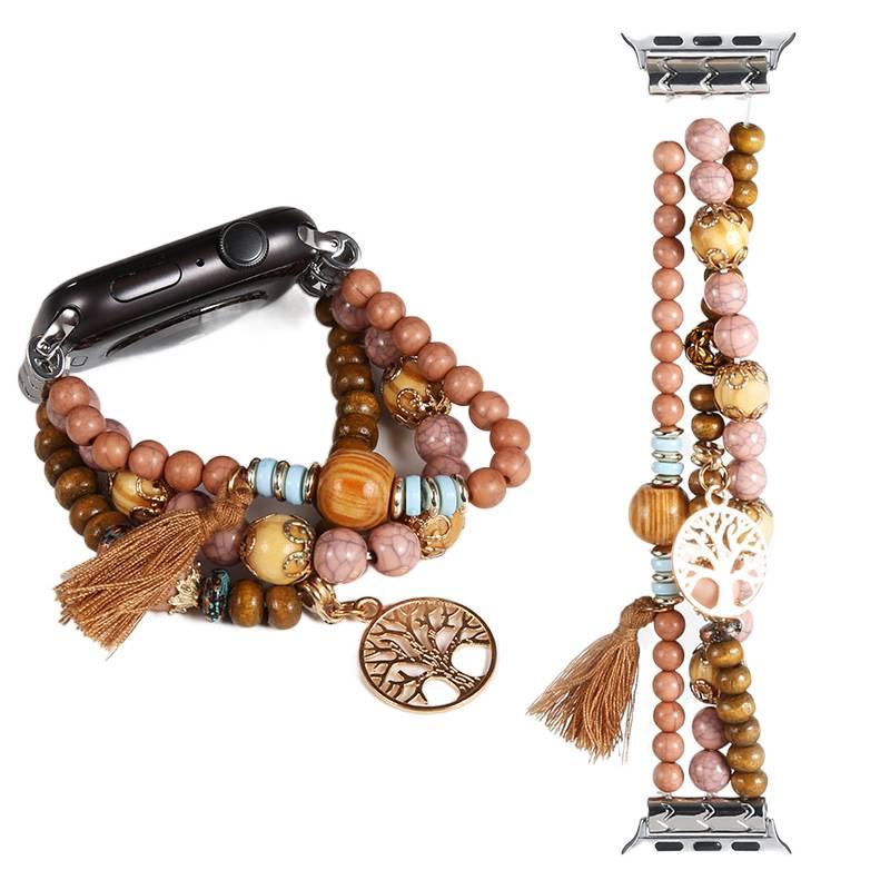 LL Beige Resin Bracelet Strap Smartwatch Band Compatible with Apple Watch with Adjustable Fit Replacement Strap for Daily Wear - Image 1