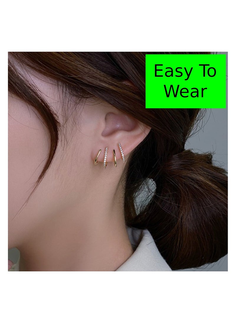 Soko Mesh Half Hoop Stud Earrings: 4 Silver -Look Hoops for Women - Hypoallergenic Diamond Huggies with Sparkle - Elevate Style with Fashion-forward Silver Jewelry - Elegant Designs for Any Occasion.  - Image 2