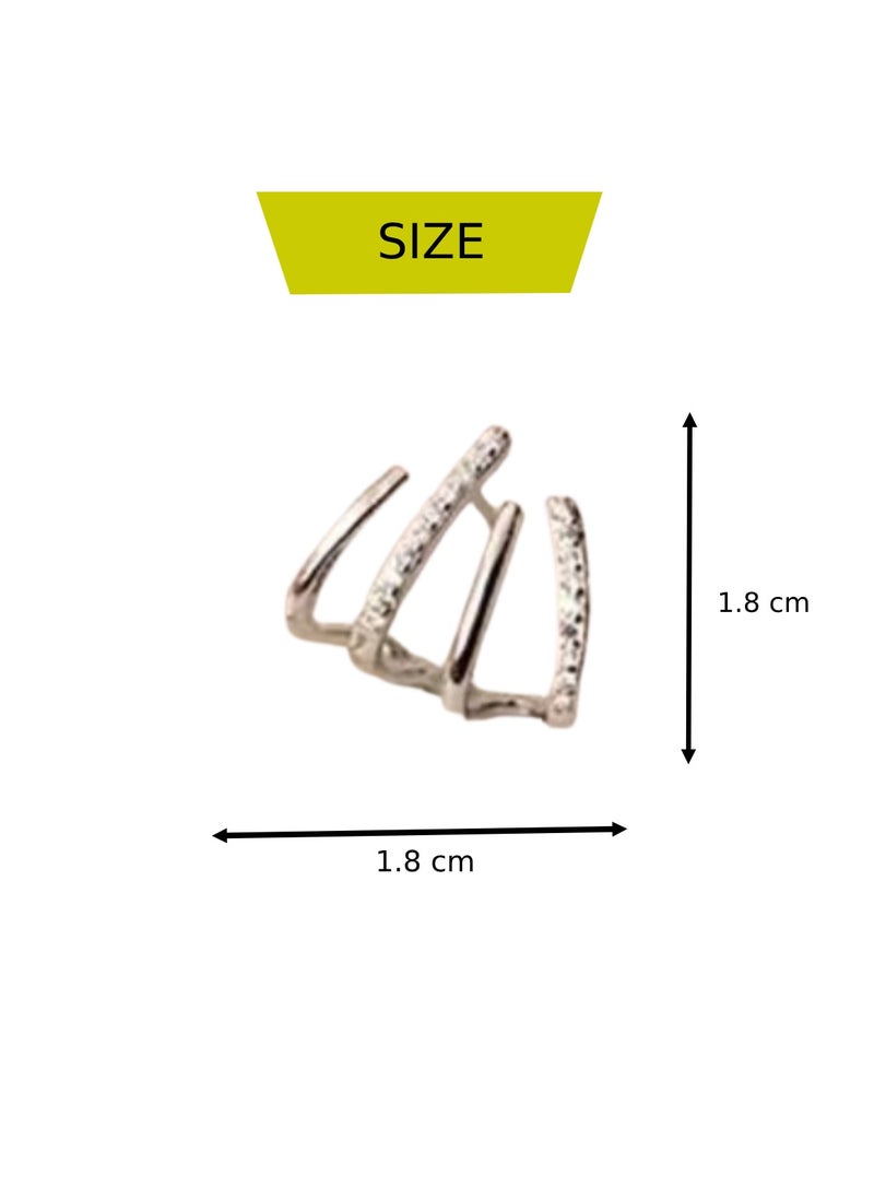 Soko Mesh Half Hoop Stud Earrings: 4 Silver -Look Hoops for Women - Hypoallergenic Diamond Huggies with Sparkle - Elevate Style with Fashion-forward Silver Jewelry - Elegant Designs for Any Occasion.  - Image 3