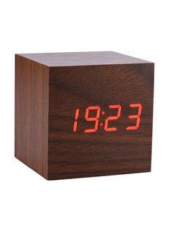 Organized Home Digital Alarm Clock Wooden LED Light Multifunctional Modern Cube Displays Date Temperature for Home Office Travel  - Image 1