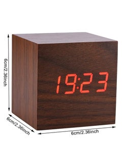 Organized Home Digital Alarm Clock Wooden LED Light Multifunctional Modern Cube Displays Date Temperature for Home Office Travel  - Image 3