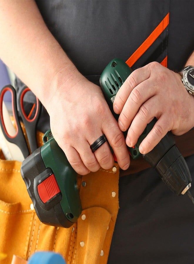كينج ويل خاتم زفاف كينج ويل (صغير 1/2) - كلاسيكي 8 مم من كربيد التنجستن الأسود، بلمسة نهائية مصقولة، ووسط محزز، ومريح للارتداء - Image 5