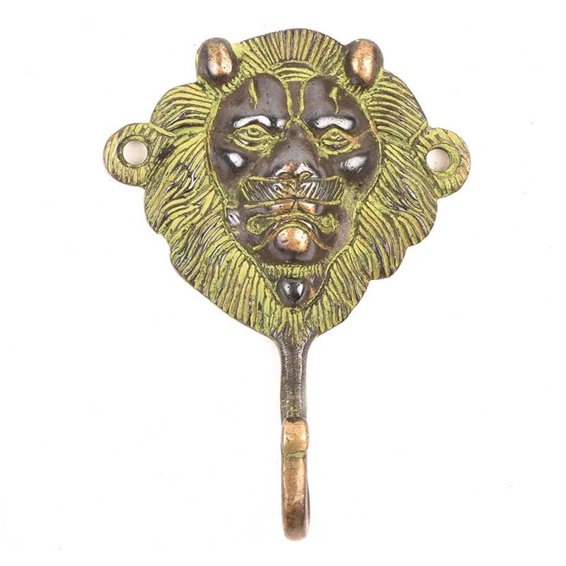 Indian-Shelf IndianShelf 1 Piece Brass Kids Lion Head Wall Hooks Animals Vintage Coat Hooks Black Decorative Hooks Purse Hanger Key Holder Kids Coat Rack Wall Mount Bag Backpack Hooks Boys Girls Room Dcor  - Image 1