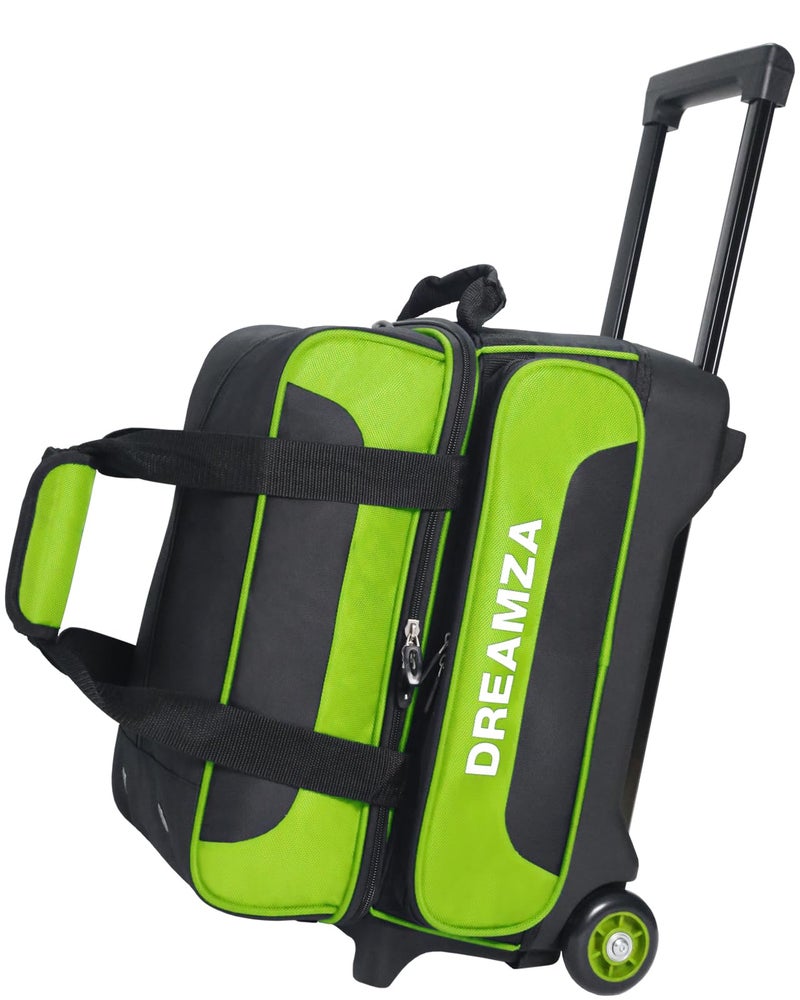 DREAMZA 2 Ball Bowling Bag with Wheels, Double Bowling Ball Bag 2 Ball Roller w/Separate Compartment for Shoes Up to US Mens Size 16, w/Retractable Handle Extends to 40" & Accessories Pocket - Image 1
