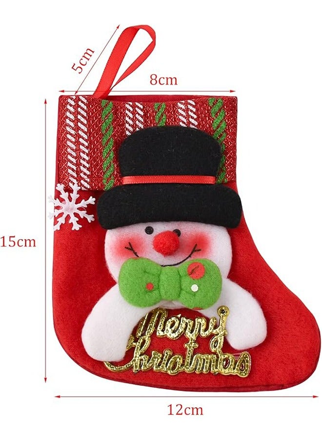 Christmas Tree Hanging Mini Stockings Decoration Small Candy Gift Bag Santa Claus Snowman Reindeer Bear Decoration Small Socks Christmas New Year Decorations Party Decorations (4 Pieces Set)  - Image 5