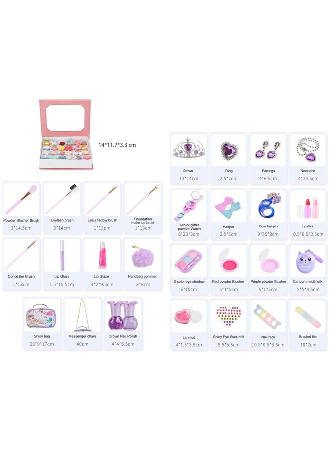 Beauenty Girls Makeup Set With Jewel Rings Box, Kids Real Washable Make Up Kit Toys With Mermaid Cosmetic Bag.  - Image 2