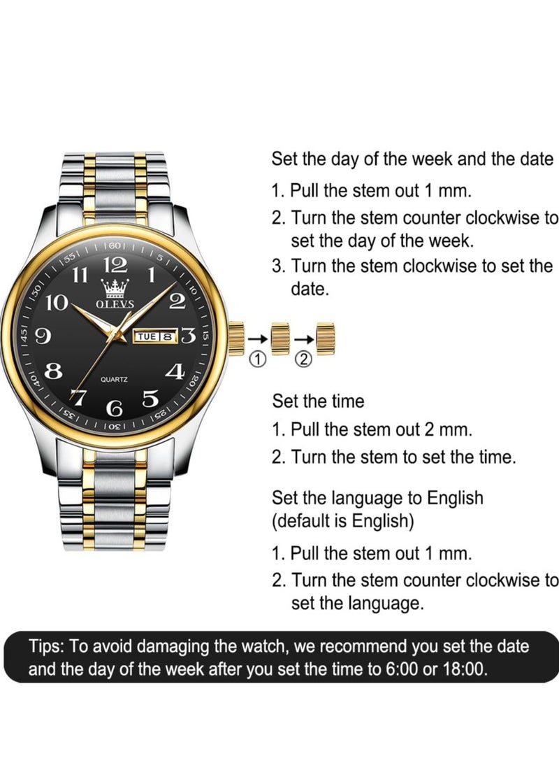 OLEVS Men's Waterproof Stainless Steel Analog Quartz Watch5567 - Image 5