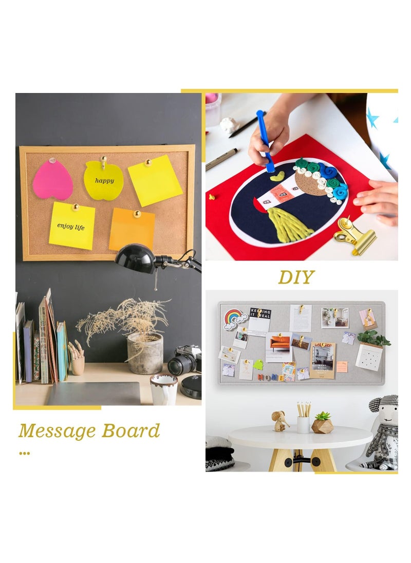 SYOSI - 310 Pcs Push Pins Set Gold Thumb Tacks Decorative Push Pins Map Head Pin for Cork Board with Push Pin Hook Pushpin Clip 5 Style Gold Office Accessories for Cork Board Map Office - Image 1