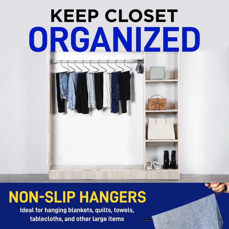 لايف ماستر مجموعة شماعات السراويل المعدنية من Lifemaster - 50 قطعة أنيقة غير قابلة للانزلاق، مجموعة شماعات موفرة للمساحة للسراويل والبطانيات والجينز مع طلاء مطاطي وتصميم أنيق مفتوح - أسود - Image 3